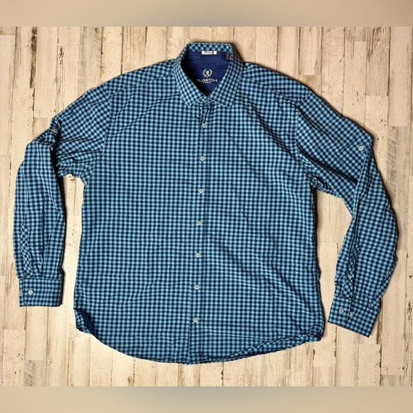 Bugatchi Other - Bugatchi UOMO Shirt Mens XXL Blue geometric L/S Button Up Classic Fit Flip Cuff